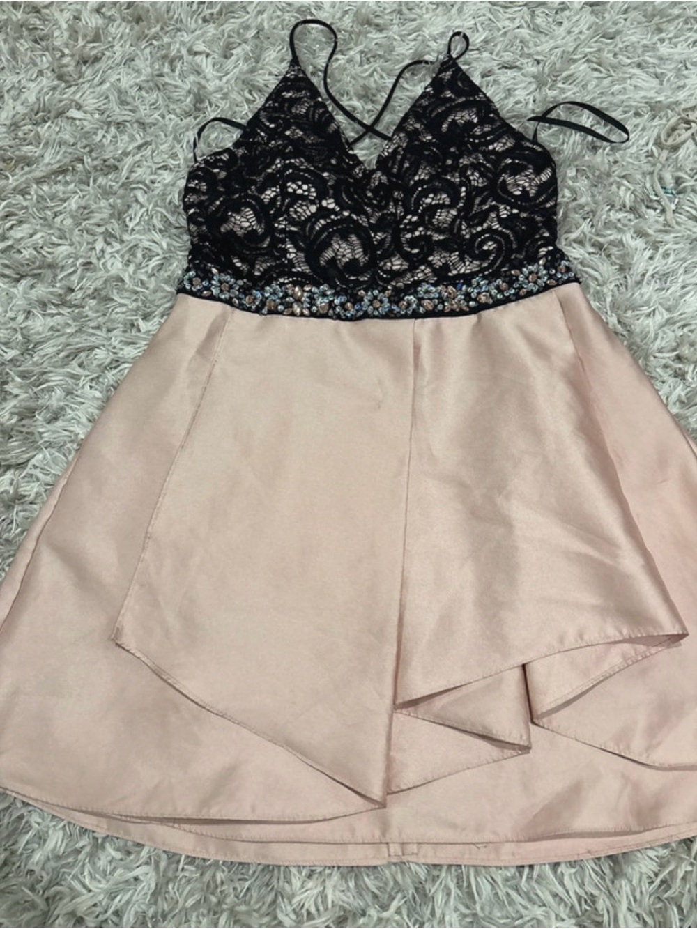 by & by Black Lace and Blush Pink Dress Size 15